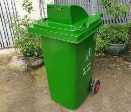 Thùng rác 240l composite nắp hở chống cháy, va đập