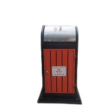 Thùng Rác Công Cộng Inox - Vuông 1D nan cam