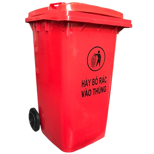 THÙNG RÁC NHỰA 240L-HDPE ĐỎ 11KG