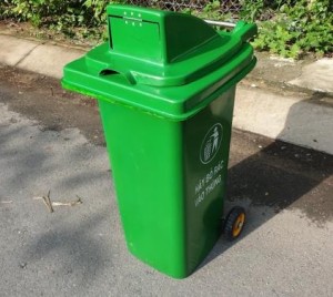 Thùng rác 120L composite nắp hở chống cháy, va đập