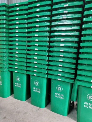 THÙNG RÁC 240L- HDPE XANH LÁ 11KG