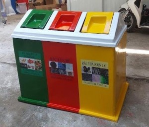 Thùng rác 3 ngăn composite chống cháy, va đập