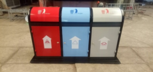 Thùng Rác Công Cộng 3 Ngăn Thép