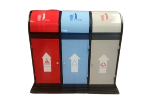 Thùng Rác Công Cộng 3 Ngăn Thép