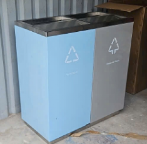 Thùng rác inox 2 ngăn nắp lật